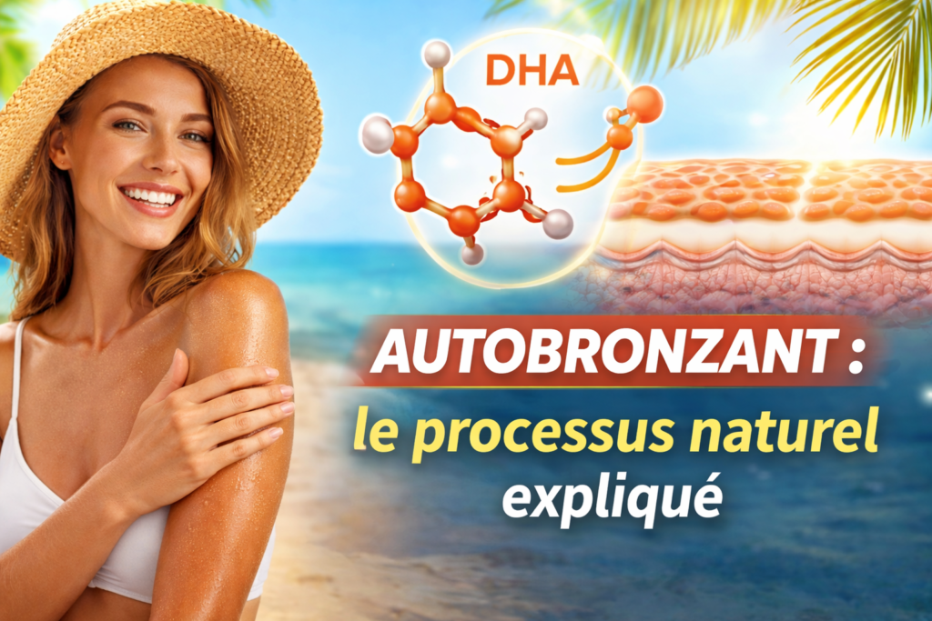 comment fonctionne un autobronzant illustration du processus naturel du DHA sur la peau dorée