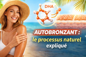 comment fonctionne un autobronzant illustration du processus naturel du DHA sur la peau dorée